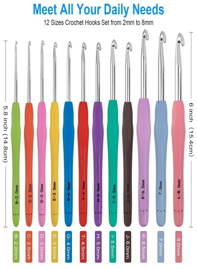 BuyLift Crochet Hooks Set Crochet Kit for Beginners Ergonomic Crochet Needle for Arthritic Hands Crochet Needle Kit with Blue Case for Crocheters - Image 2